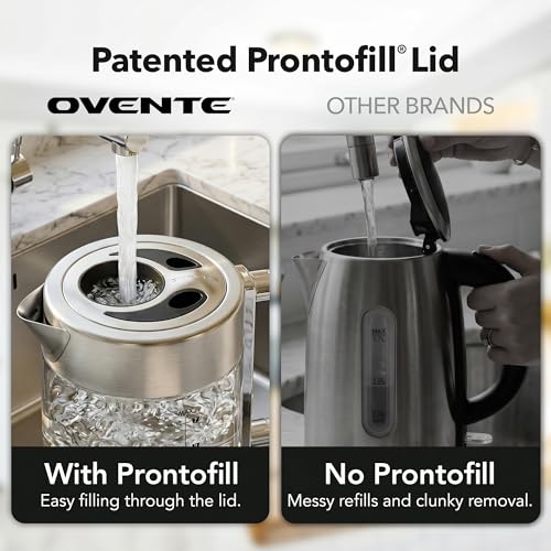 OVENTE 1.8L Glass Electric Kettle Water Boiler, Silver KG911S