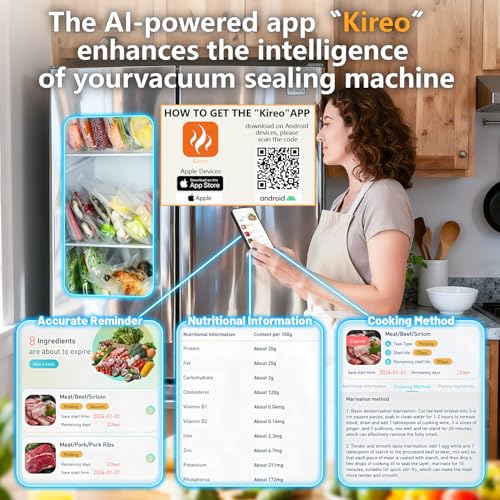 Vacuum Sealer Machine for Food with App,Double Heat Seal,Bag Storage