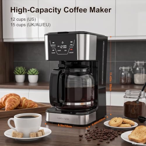 12-Cup Touchscreen Drip Coffee Maker,Programmable coffee machine with Timer