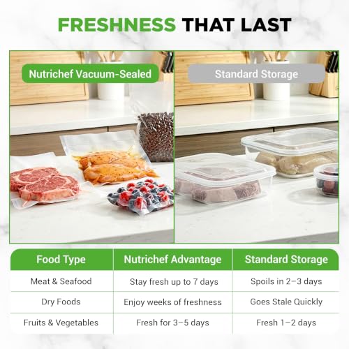 NutriChef Vacuum Sealer Machine with Removable Liquid Tray