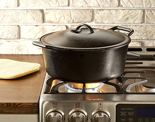Lodge BOLD Exclusive 7 Quart Premium Pre-Seasoned Cast Iron Dutch Oven with Lid - Dual Handles - Use in the Oven, on the Stove, on the Grill or over the Campfire - Black