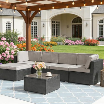Jadoxy 11 Piece Patio Cushion Covers Replacement Water&Fade Resistant Outdoor Sofa Slipcovers for Sectional Wicker Rattan Furniture，Deck&Porch Cushion Protector (Light Gray, 24.8x24.8x3.54 Inches)