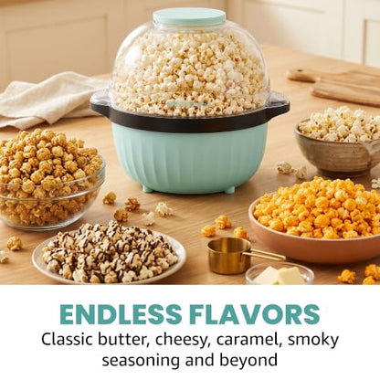 Elite Gourmet 4.5Qt. Stirring Popcorn Maker with Ceramic Coated Plate, Stirring Rod, Clear Cover Doubles as Serving Bowl, Butter Melting Tray, Up to 18 Cups, Makes Fresh Buttery Popcorn, Mint