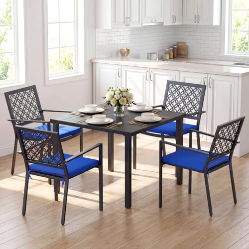 5 Piece Outdoor Dining Set with 4 Dining Chair for Deck Garden Poolside