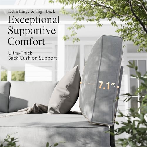 Sophia & William 8-Seat Metal Patio Sofa Sectional Set with Gray Cushions