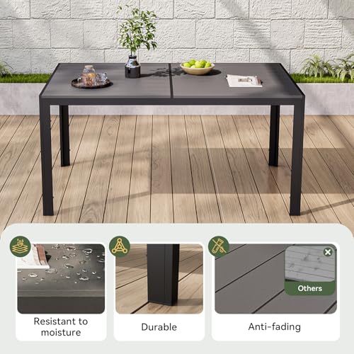 Aoxun 7-Piece Patio Table and Chairs Set for 6, All Weather Outdoor Dining Set with 6 Textilene Chairs and 1 Rectangular Metal Table, Patio Dining Sets for Backyard, Garden and Poolside, Grey