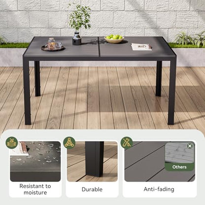 Aoxun 7-Piece Patio Table and Chairs Set for 6, All Weather Outdoor Dining Set with 6 Textilene Chairs and 1 Rectangular Metal Table, Patio Dining Sets for Backyard, Garden and Poolside, Grey