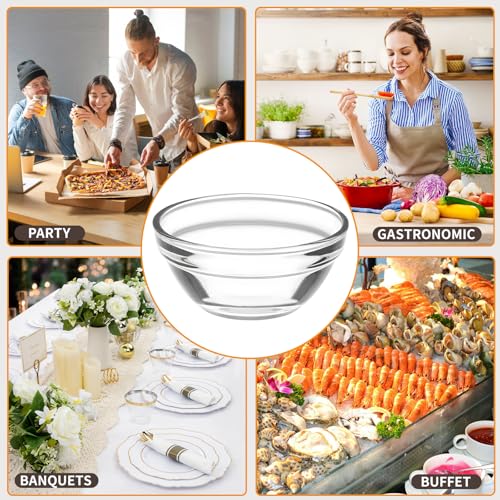 6 Pack Mini 3 Inch Small Glass Bowls with 6 Pack Lids, 2.5 oz Clear Glass Pinch Bowls, Condiment Containers, for Dips, Nuts, Candy, Snacks, Meal Prep Bowls