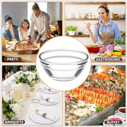 6 Pack Mini 3 Inch Small Glass Bowls with 6 Pack Lids, 2.5 oz Clear Glass Pinch Bowls, Condiment Containers, for Dips, Nuts, Candy, Snacks, Meal Prep Bowls
