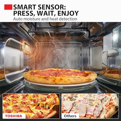 Toshiba Air Fryer Combo 4-in-1 Countertop Microwave Oven, Smart Sensor, Convection, Mute Function, Position Memory 13.6" Turntable, 1.5 Cu Ft, 1000W, Silver, ML-EC42P(SS)
