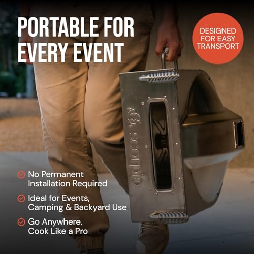 SCORPIO Pizza Oven - Dual Fuel Wood & Propane Portable Outdoor Pizza Oven with 16” Rotating Stone - 90 Second Cook at 850-900°F- Ultra Durable 304 Stainless Steel - Ceramic Viewing Window