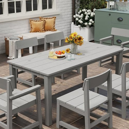 Jocoevol 9 Piece Patio Dining Sets for 8 HIPS Outdoor Dining Table Set with Umbrella Hole Table and 8 Chairs Furniture for Backyard Poolside Garden, Grey