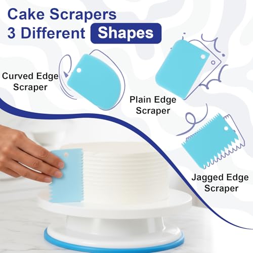 Gymdin 222 PCS Cake Decorating Kit - Includes Cake Turntable, Leveler, Piping Bags and Tips Set, 2 Frosting Spatulas, 3 Scrapers, 100 Cupcake Liners, Booklet and more Decorating Supplies