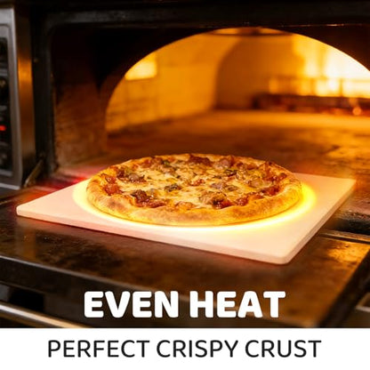 5 PCS Pizza Stone Set for Oven and Grill, Pizza Making Tools with 15" Baking Stone, Pizza Peel, Pizza Cutter Wheel, Oven brush, Scraper, for Pizza & Bread,Grill