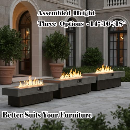 Asunrise Outdoor Fire Pit Table Propane Gas Fire pits Outdoor Fireplaces 54'' Rectangular Firepit Table, 50,000 BTU Fire Table for Patio Set, Three Options of Assembled Hight Grey.