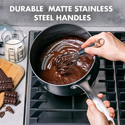 GreenPan Canterbury 10 Piece Cookware Pot and Pans Set, Hard Anodized PFAS-Free Healthy Ceramic Nonstick, Stainless Steel Handles, Versatile Cooking Essentials, Dishwasher & Oven Safe, Clay