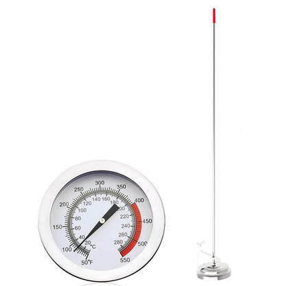 Lightbeam 16" Long Stem Deep Fry Thermometer with Clamp, Instant Read 2" Dial Meat BBQ Thermometer for Deep Fry, Grill, Turkey, Candy, Coffee etc