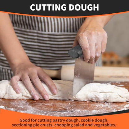 ALLTOP Bench Scraper & Chopper for Kitchen - Ideal Baking Essential Utensil,Stainless Steel Pastry/Dough/Food Cutter Tool for Cake Pizza Bread,Cooking - 1 Pack,Black