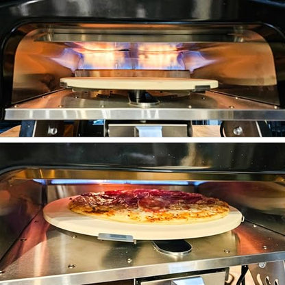 MELLCOM 20 Inch Outdoor Gas Pizza Oven, 360° Auto Rotating Pizza Stone with Pull Out Handle, Includes Pizza Peel & Carry Bag, Portable Stainless Steel Propane Pizza Oven for Backyard, Camping, Grill