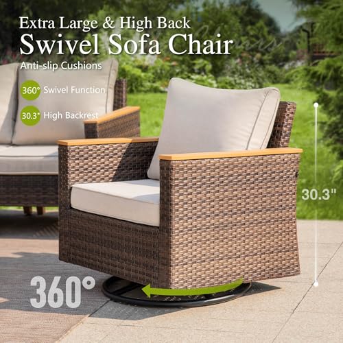 Sophia & William 10-Piece Wicker Patio Furniture Set, Swivel Chair, Beige