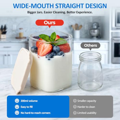 ESOHOT Yogurt Maker Machine with 6 BPA-Free Glass Jars, Digital Temperature Control & Timer, Automatic Yogurt Maker for Homemade Greek Yogurt, LED Display
