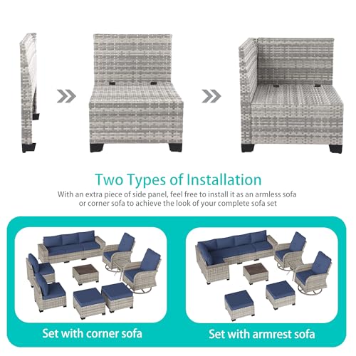 Outdoor Patio Furniture Set Pe Wicker Rattan Outdoor Conversation Sofa