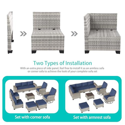 Outdoor Patio Furniture Set Pe Wicker Rattan Outdoor Conversation Sofa