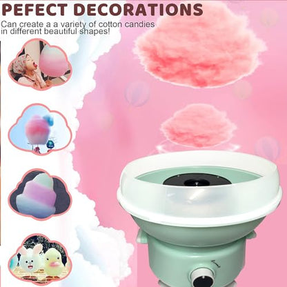 Cotton Candy Machine, Mini Cotton Candy Maker for Kids, Candy Maker for Christmas Gift, Home, Birthday Family Party, Includes 20 Cotton Candy Sticks & Sugar Scoop (Blue)