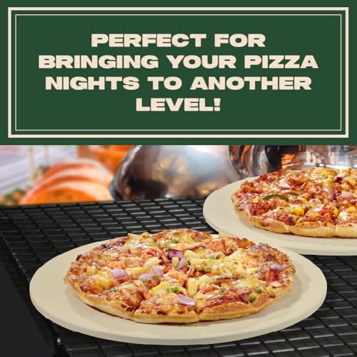 Concord Pizza Stone (2 Pack) with Cordierite Heatwell Technology. Pizza and Bread Baking, Grilling Stone. Durable and Safe (15" Round)