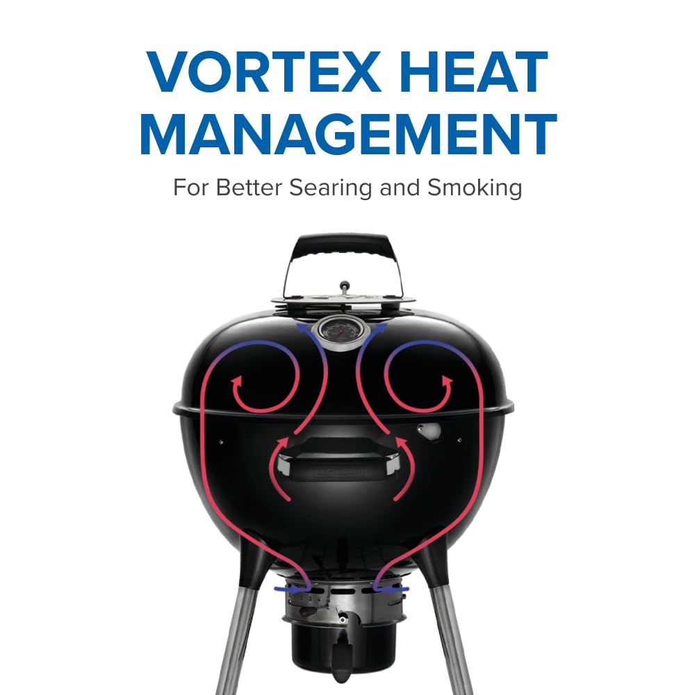 Napoleon NK18 Premium Charcoal Kettle Grill, Black, Porcelain-Enameled Lid and Bowl, Chrome-Plated Cooking Grid