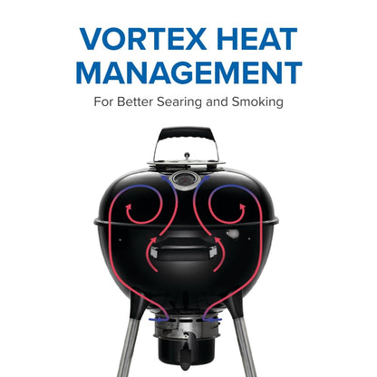 Napoleon NK18 Premium Charcoal Kettle Grill, Black, Porcelain-Enameled Lid and Bowl, Chrome-Plated Cooking Grid