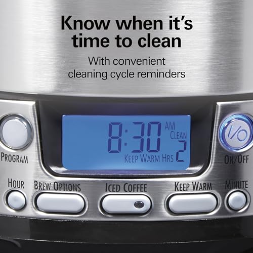 Hamilton Beach One Press Programmable Dispensing 12 Cup Coffee Maker with Internal Coffee Pot, Stays Warm and Fresh for Hours, 60 oz. Removable Reservoir, Black & Stainless Steel (47950)