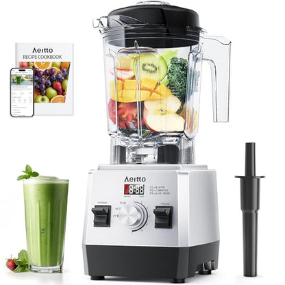 Aeitto Blenders for Kitchen with 68Oz. Large Capacity, 1800W Max Power Smoothie Blender, 3 Preset Programs & 7 Speeds, Professional Countertop Blender for Smoothies, Ice Crush, Generation 2 Silver