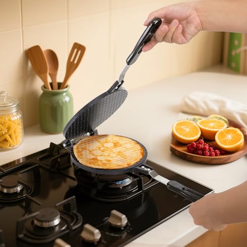 Dicunoy Waffle Cone Maker, Nonstick Ice Cream Cone Maker, 6.7" Egg Roll Crepe Pan, Camp Pancake Crispy Cone Omelet Mold for Waffle Cups, Choco Tacos, Fuel Gas Stoves Only