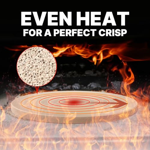 LAMPIZZERIA 14-inch Round Pizza Stone for Oven & Grill Cordierite Baking Stone for Pizza Bread Crispy Crust BBQ, Camping & Outdoor Cooking Stone with High Heat Resistance