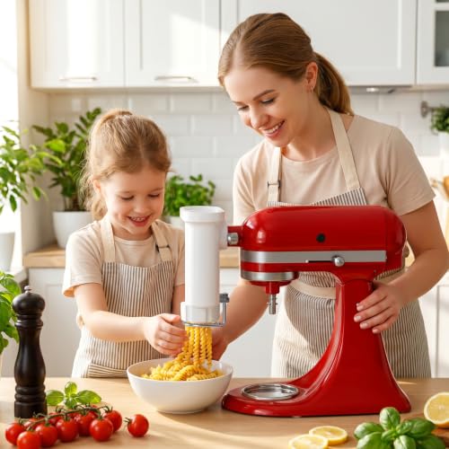 5-in-1 Pasta Press Attachment Compatible with KitchenAid Stand Mixers,Pasta Maker Accessory with 5 Interchangeable Plates for Spaghetti,Bucatini,Fusilli,Large&Small Macaroni,Homemade Pasta Extruder