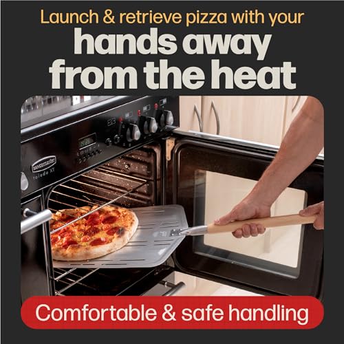 Hans Grill Pizza Peel PRO | Made for XL Pizza 12 inch + | Professional Restaurant Grade Perforated Metal Non-Stick Paddle for launching, turning and retrieving pizzas (Peel Pro) (Grey)