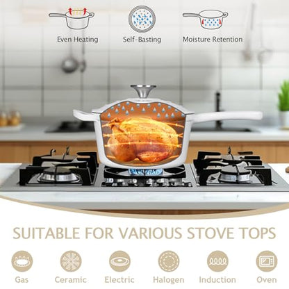 TeamFar 3QT Enameled Cast Iron Sauce Pan, Small Sauce Pot with Lid, Mini Dutch Oven Saucepan for Cooking/Simmering/Baking/Boiling, Sturdy & Nonstick, Oven Safe & Fit for Induction-White