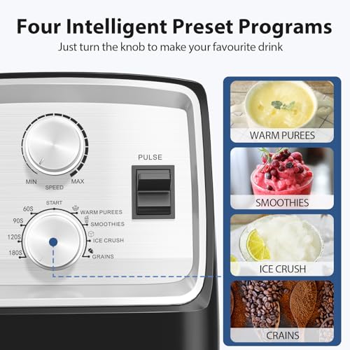 Aeitto Blenders for Kitchen with 1800W Motor, 68Oz. Large Capacity, 2-in-1 Blender & Grinder Combo, BPA-Free Countertop Professional Blender for Smoothies, Ice Crush, Frozen Drinks, Silver