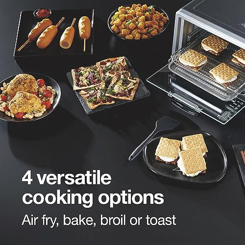 Proctor Silex Simply-Crisp Air Fryer Toaster Oven Combo with 4-in-1 Functionality (Air Fry, Bake, Broil & Toast), 1200 Watts, Fits 4 Slices or Personal Pizza, Auto Shutoff, Black (31265)