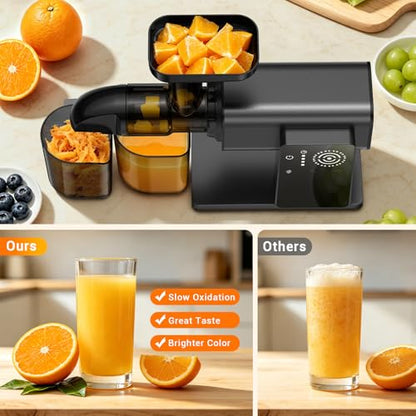 Juicer Machines with LED Smart Touch Screen, 2 Modes Slow Masticating Juicers for Kale & Celery, BPA-Free Cold Press Juicer with Reverse Function, Aluminum Alloy