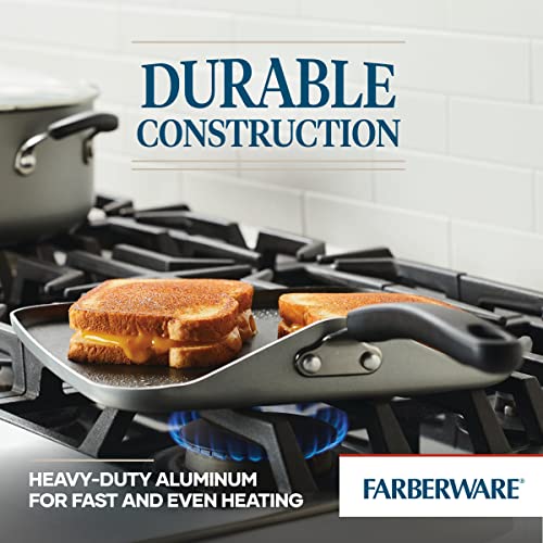 Farberware Cookstart Aluminum DiamondMax Nonstick Square Griddle Pan, 11-Inch, Silver