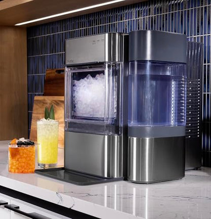 GE Profile Opal Ultra, Countertop Nugget Ice Maker, 1 Gal XL Side Tank, *Amazon Exclusive*, 38 lbs/Day, Pebble Pellet Crushed Ice Machine, WiFi Stainless Steel