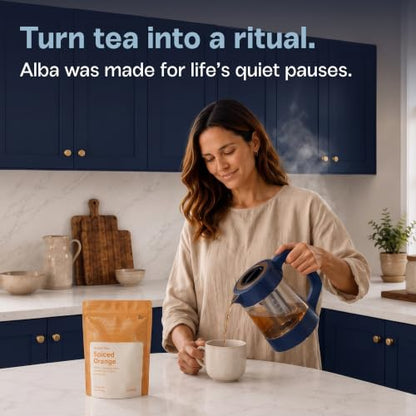 Viante Alba Electric Tea Kettle, Infuser, No Plastic, 1.5L, Midnight Blue