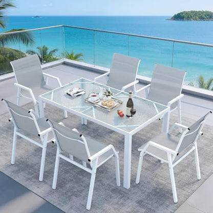 Jocoevol Outdoor Dining Set for 6 Patio Patio Table and Chairs Set 7 Piece