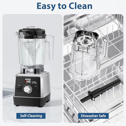 Aeitto Blenders for Kitchen 1800W Professional Countertop Blender, 68Oz Large Capacity Smoothie Blender with 3 Programs & 7 Speeds for Smoothies, Ice Crush, Frozen Drinks, Black