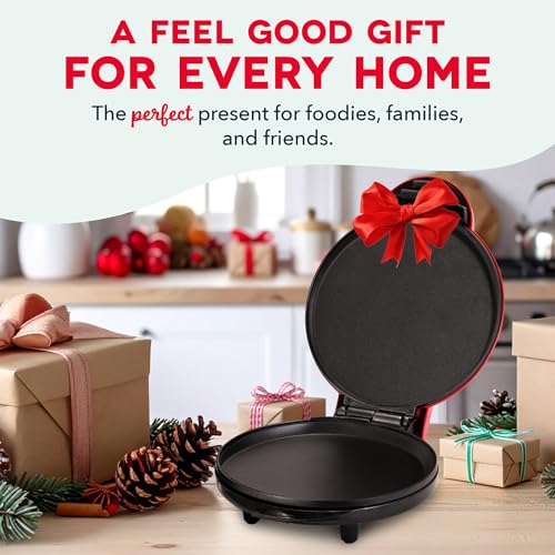Dash Round Express Electric - Pancake Maker & Eggs Griddle System - Healthy Breakfast Maker - Quick Heat-Up & Easy Cleanup - nonstick surface - Red