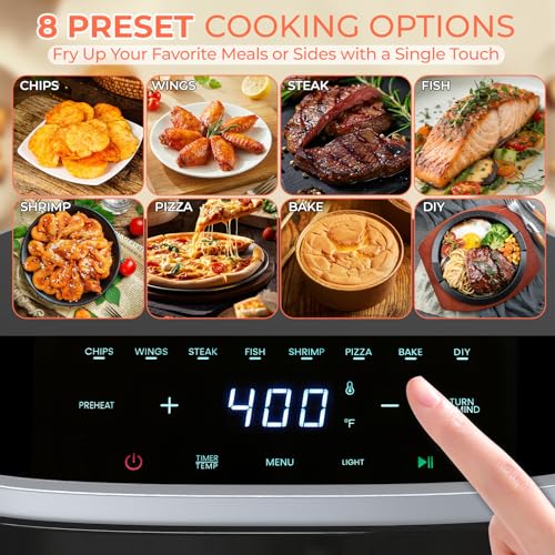 DUMOS Air Fryer, 4QT Nonstick Airfryer with 8 Presets Visual Window