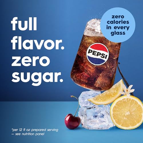 SodaStream Pepsi Zero Sugar Drink Mix, 4 Pack Cola Syrup for Sparkling Water Makers, Real Taste Pepsi Zero Syrup, Control Your Fizz with Soda Stream Flavors, 4 x 14.9 Fl Oz (440ml)