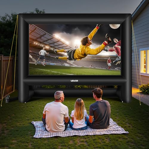 VEVOR 20FT Inflatable Movie Screen, Inflatable Projector Screen with Portable Storage Bag, 16:9 Easy Set Up Movie Projection for Outdoor Backyard, Home Theater, Theme Party